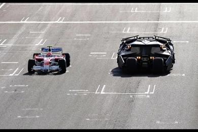 2008 Toyota TF108 And Dark Knight Batmobile   Timo Glock Drives ...