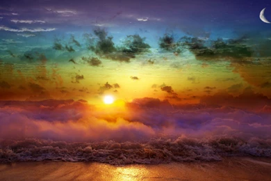 Download Wallpapers 3840x2400 Moon, Sun, Decline, Evening, Merge ...