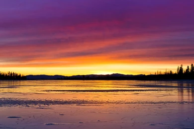 Green Lake Sunset iPad Air Wallpapers Download