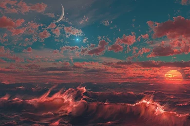 100+ Stunning Digital Art Wallpapers Moon Sun And Mountains ...