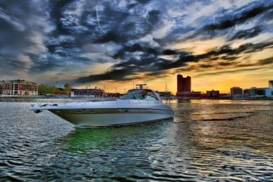Powerboat Gliding Out Of Harbor Hdr >> HD Wallpaper, Get It Now!