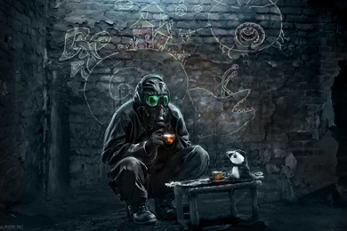 Paintings Gas Masks Digital Art Science Fiction Tea Party Airbrushed Romantically Apocalyptic Vitaly S Alexius Fresh New Hd Wallpaper  .jpg
