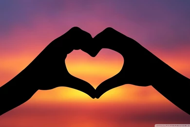 Gallery For   Finger Hearts In Sunset