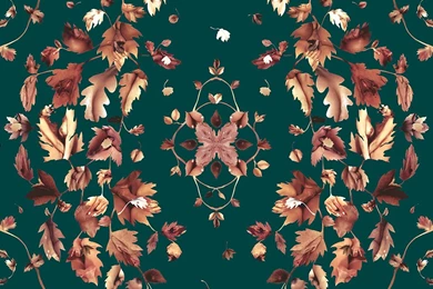 Lazarides // Jonathan Yeo // Leaf Collage Wallpapers (Teal) 2014