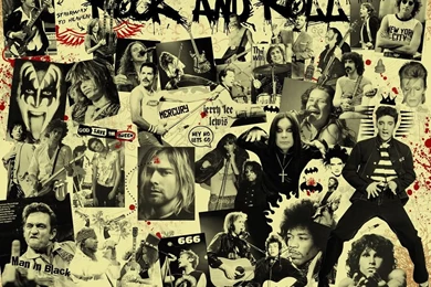 Rock N Roll Collage Wallpaper.
