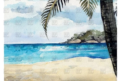 Watercolor Tropical Beach Background, 78065, Travel, Download ...