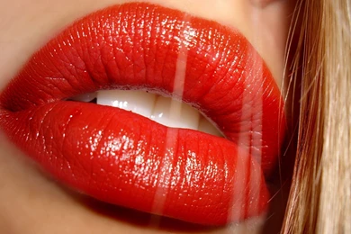Download Wallpapers 2560x1440 Lips, Teeth, Red, Lipstick, Girl ...