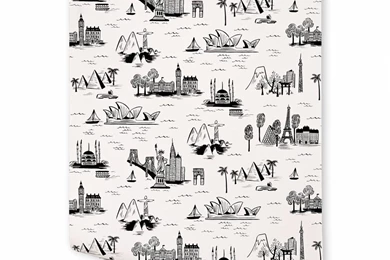 City Toile (White) Wallpapers By RIFLE PAPER Co.