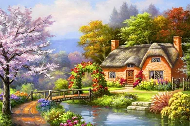 SPRING CREEK COTTAGE WALLPAPER   (