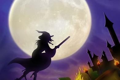 Witch On Broom Full Moon Hallowmas Halloween HD Desktop Wallpapers ...