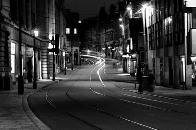 Road Night Dark Train Tracks City Wallpapers