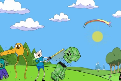Finn And Jake Fighting In Minecraft Wallpapers   Cartoon Wallpapers ...