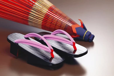 Japanese Cultural Slippers and Umbrella Wallpapers.jpg