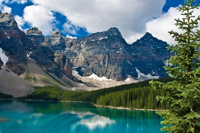 Download Wallpapers Blue Lake And Rocky Mountains (1600 X 900 ...