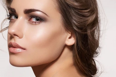 Download Wallpapers 1366x768 Brunette, Face, Makeup, Look, Model ...