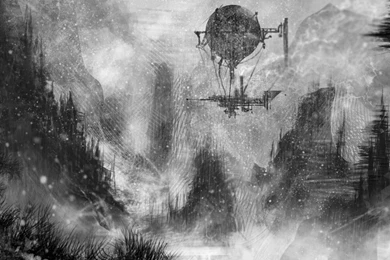 Steampunk Blimp Ship Drawing Rifle Wallpapers