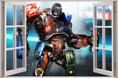 Huge 3D Window Metro Warrior In Real Steel View Wall Stickers ...