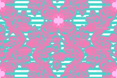 Floral Damask Aqua Pink Wallpapers   Katarina   Spoonflower