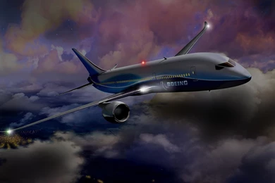 Boeing night flight Wallpapers