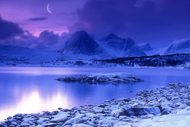 Winter: Cold Mountain Lake Dusk Nature Winter Phone Wallpapers For ...