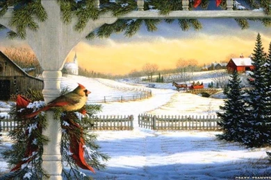 Sleigh Ride Christmas Scene Free Old Postcard Free Desktop ...