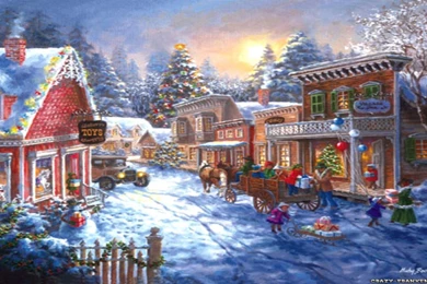 Christmas Town Scene Free Desktop Backgrounds   Free Wallpapers Image