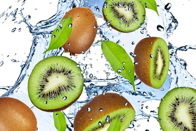 Download Wallpapers 2560x1440 Fruit, Kiwi Fruit, Green, Water ...