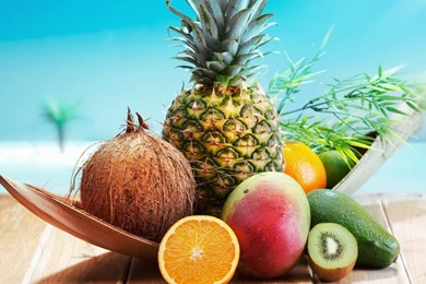 Download Wallpapers 1920x1080 Fruit, Pineapple, Coconut, Avocado ...