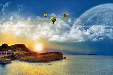 3d Space With Hot Ballon Wallpapers For Desktop 1920×1080 – Windows ...