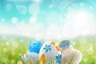 Free Vector Beautiful Easter Egg On Grass Wallpapers Template