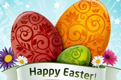 Free Easter Wallpapers Vector With Eggs And Flowers