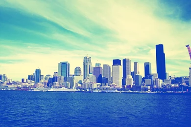 Cityscapes Skylines Seattle Buildings Skyscrapers Lomo Blue Skies ...
