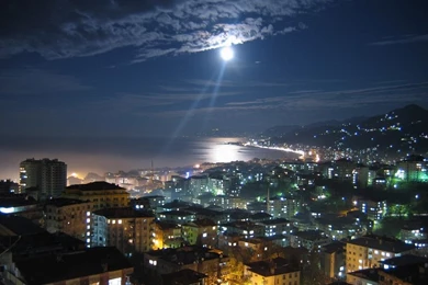 Buildings Cityscapes Clouds Moonlight Wallpapers   (