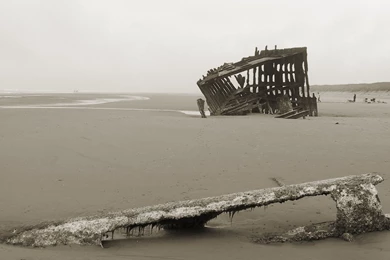 Ship On Sand Sea Wallpapers