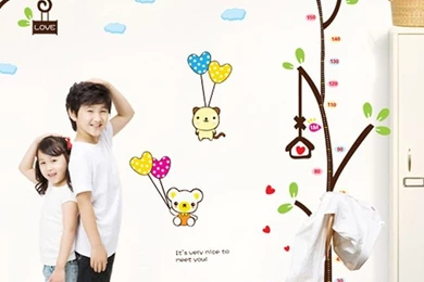 Removable Wall Stickers Cute Koala Measuring Height Feet Tall ...