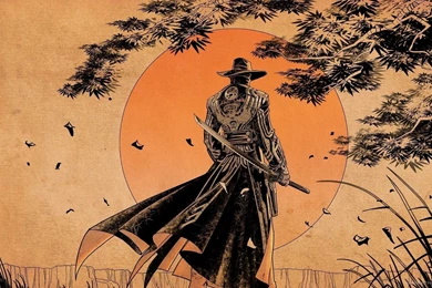 Download 1920x1080 Samurai Sunset Art Wallpapers