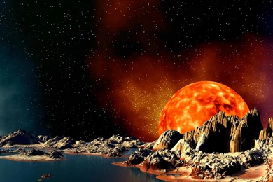 Volcano Moon Rises HD Wallpapers   DreamLoveWallpapers