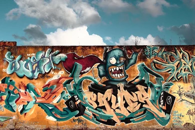 Download Wallpapers 2560x1024 Graffiti, Wall, City, Colorful Dual ...
