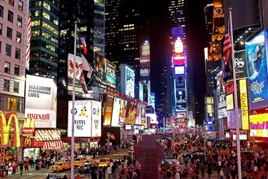 HD Backgrounds New York City Manhattan Times Square Street Night ...
