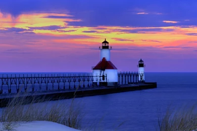 Known Places: Twilight St. Joseph Lighthouse, Michigan, Desktop ...