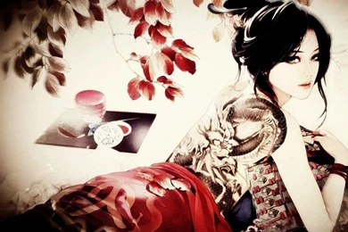 Wallpapers Women Dragons Tattoos Dragon Tattoo Leaves Lips ...