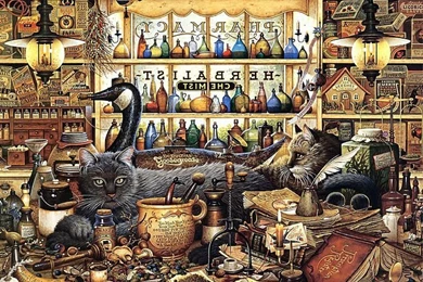 Cat Tales, Charles Wysocki Cat Painting Wallpapers 6   Wallcoo.net
