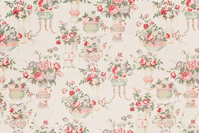 Bennison Fabrics CHINESE VASES On Oyster Linen