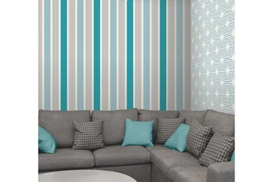 Fine Decor Mangum Striped Wallpapers Teal Silver White   FD40017 ...