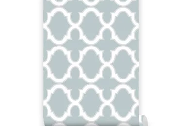 Moroccan Trellis Pattern WallPaper   Grayish Green & White ...