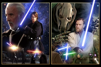 ROTS (Ep. III)   Anakin Vs. Dooku & Obi Wan Vs. General Grievous ...