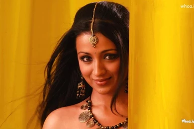 Trisha Krishnan Smiley Face with Yellow Background HD Wallpaper.jpg