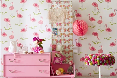 Scion Felicity Flamingo Wallpapers Pink Flamingo On A White ...
