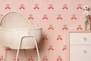 Love Mae, Pink Flamingos Nursery Wallpapers