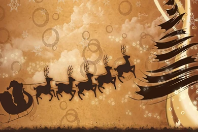 Free Christmas Tree Flying Reindeer And Santa Claus Computer ...